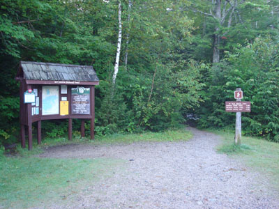 The Nineteen Mile Brook Trail trailhead off Route 16