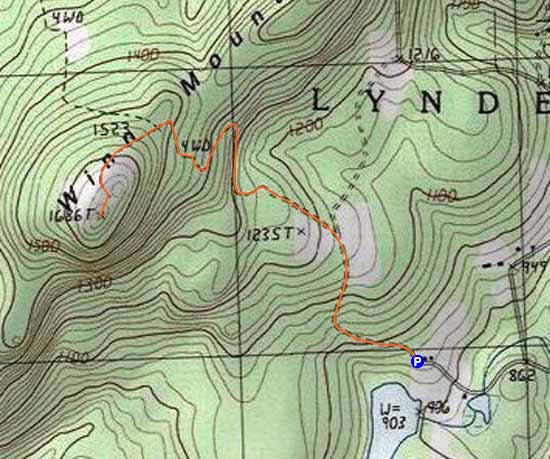 Topographic map of Winn Mountain