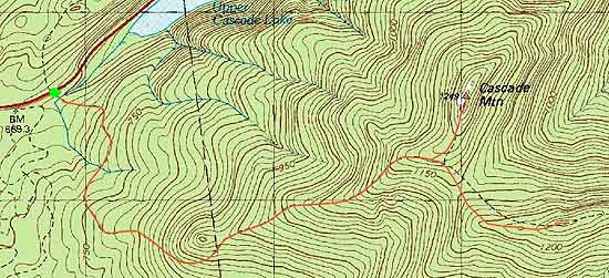 Topographic map of Cascade Mountain, Porter Mountain