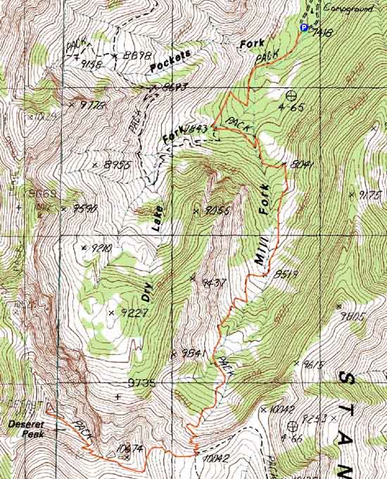 Topographic map of Deseret Peak