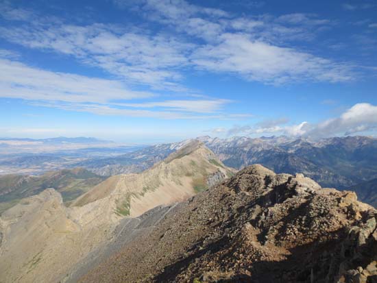 Looking north into the Wasatch Range from Mt. Timpanogos - Click to enlarge