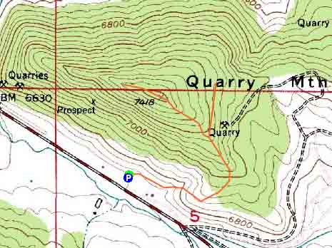Topographic map of Quarry Mountain