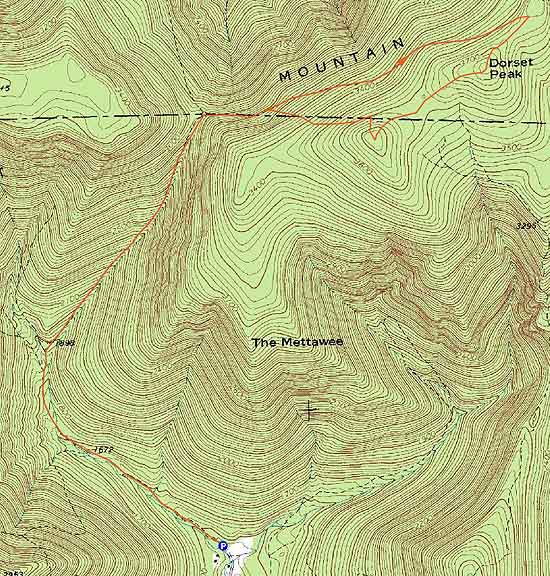 Topographic map of Dorset Peak