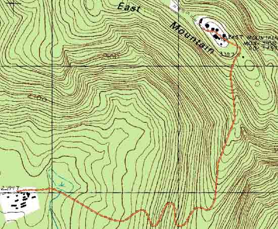 Topographic map of East Mountain
