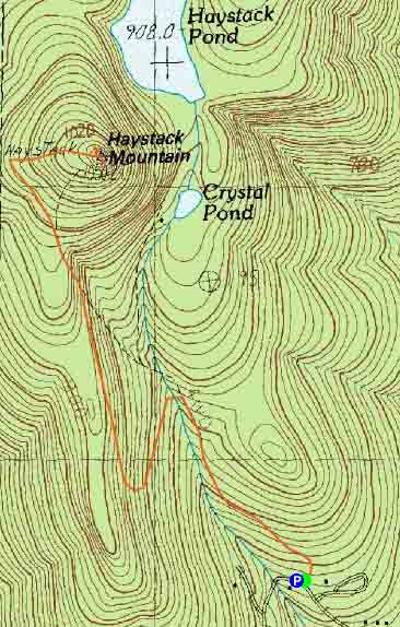 Topographic map of Haystack Mountain