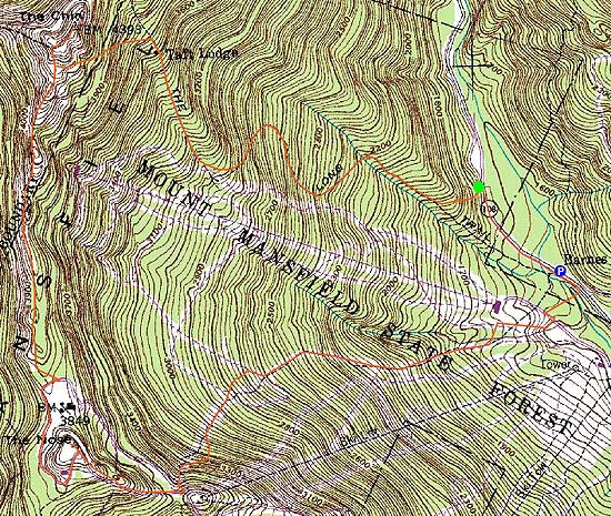 Topographic map of Mt. Mansfield - The Chin, Mt. Mansfield - The Nose - Click to enlarge
