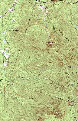 Topographic map of Mendon Peak, Killington Peak, Pico Peak - Click to enlarge