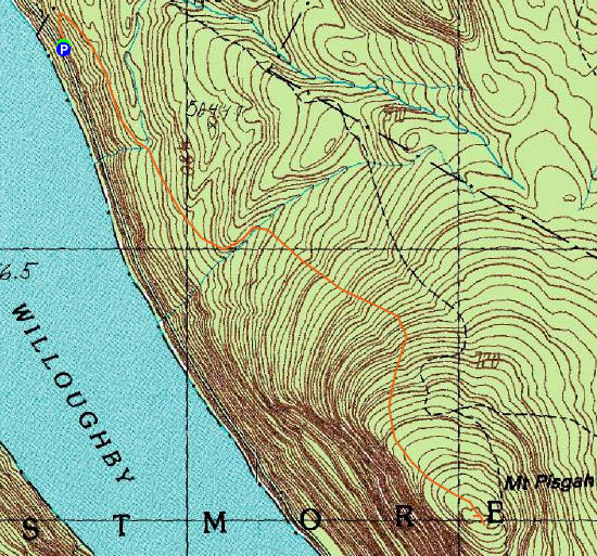 Topographic map of Mt. Pisgah