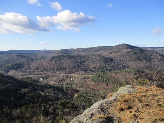 Looking southwest at Bald Mountain from the southern ledges of Peaked Mountain - Click to enlarge