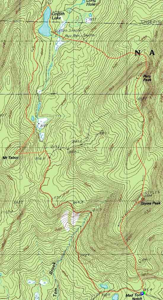 Topographic map of Styles Peak, Peru Peak, Mt. Tabor