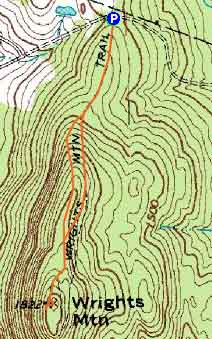 Topographic map of Wrights Mountain - Click to enlarge