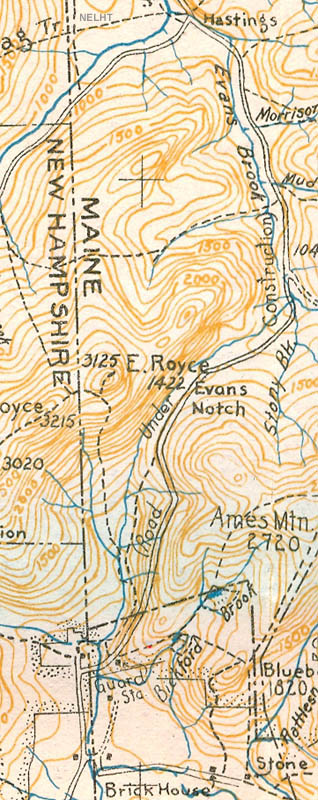 1934 AMC map of Evans Notch