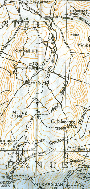 1940 AMC map of Mt. Cardigan