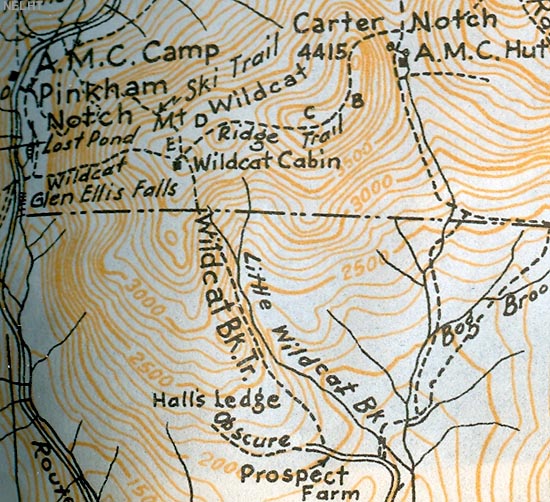 1940 AMC map of Wildcat Mountain