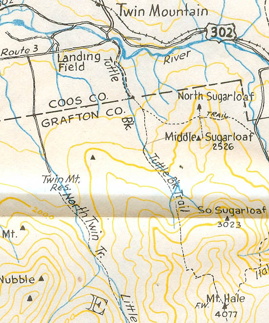 1960 AMC map of the Tuttle Brook Trail