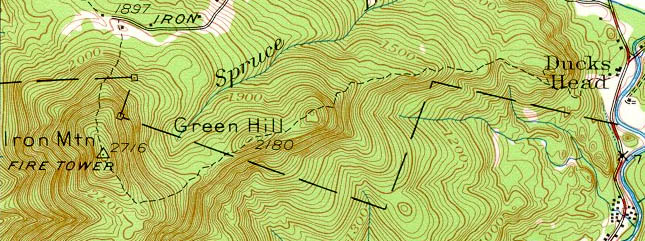 1942 USGS map of Iron Mountain