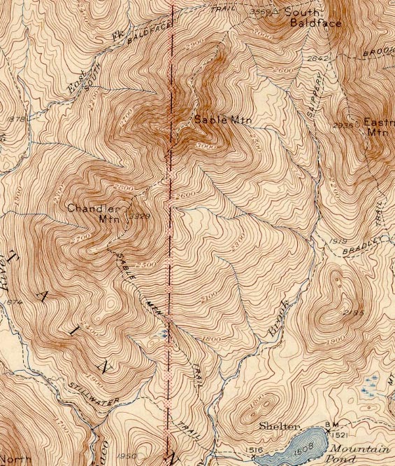 1945 USGS map of the South Baldface Trail