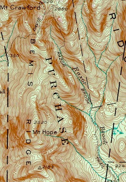 1946 USGS map of the Razor Brook Trail