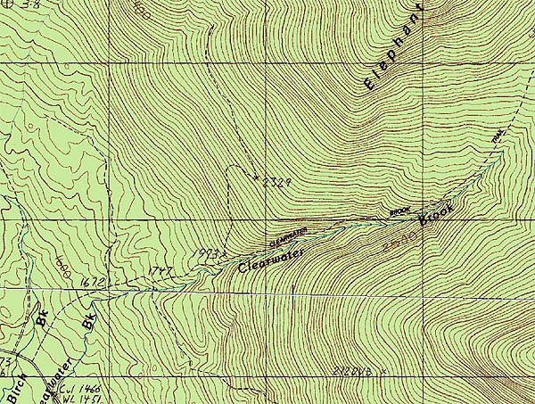 1982 USGS map of the Clearwater Brook area